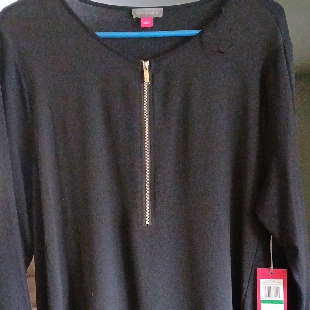 Vince Camuto Black Top with Silver Zipper